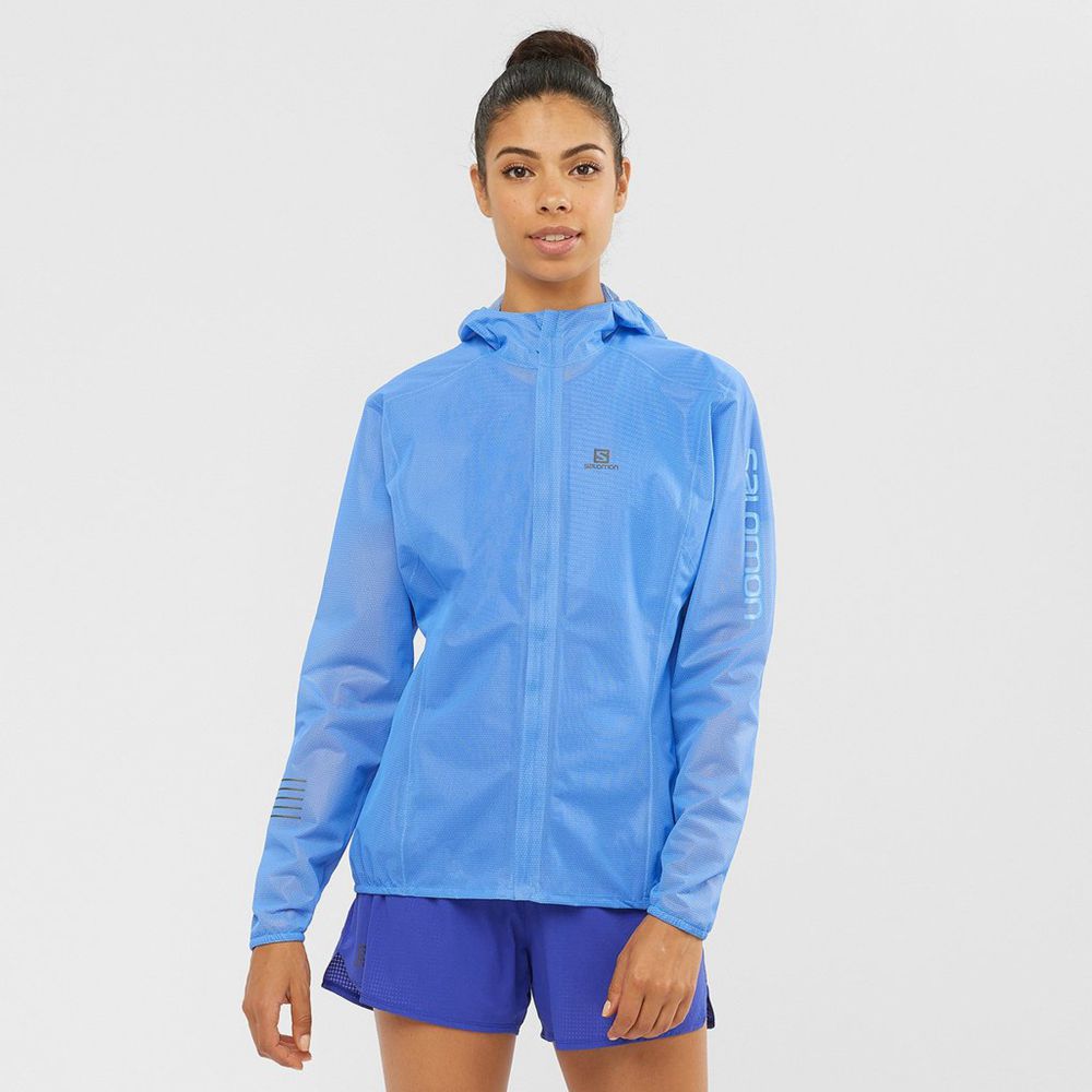 Chaquetas Salomon Mujer Azules Azul Real - Salomon Argentina LIGHTNING RACE IMPERMEABLE ,235781-HYO